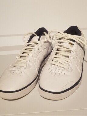 Men Adidas Tyshawn Mid Shoes Sneakers Size 12 White With Navy Blue Trim
